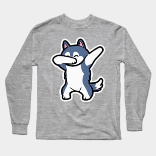 Husky Dab Dog Owner Retro Funny Dog Long Sleeve T-Shirt